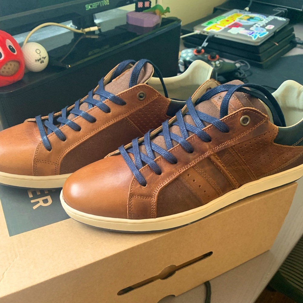 Brown leather sneakers